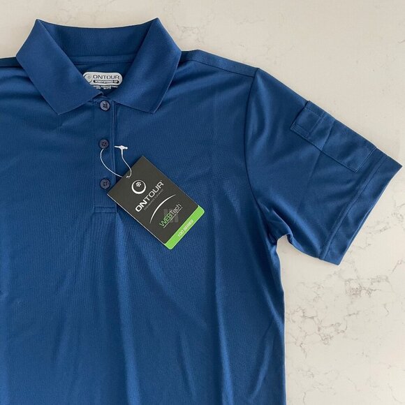 OnTour Pico Web Tech 100 Series Athletic SS Poly Polo Golf Shirt Blue Sz S - Picture 2 of 16